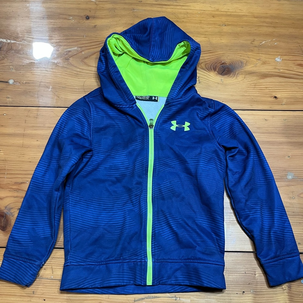 Under Armour Kids Navy and Neon Green Hoodie